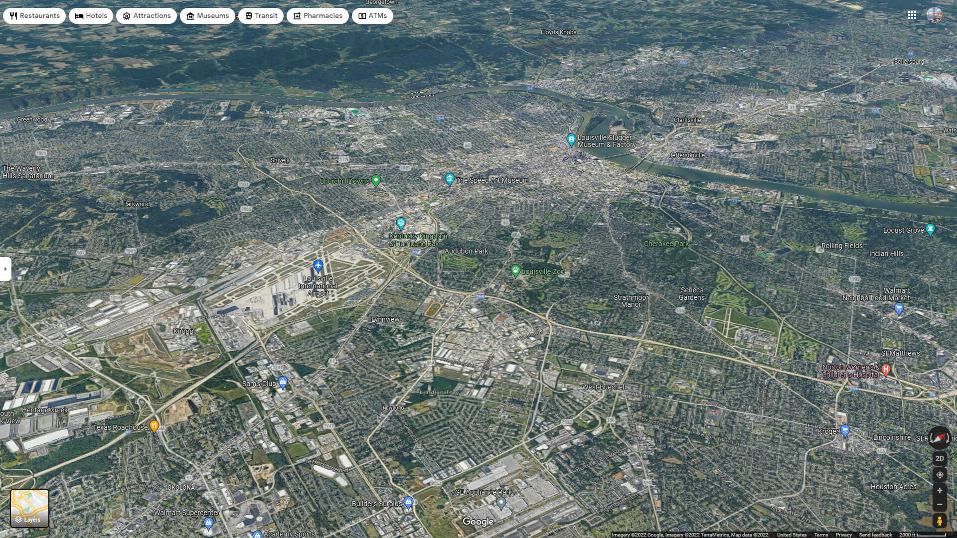 Louisville Aerial Map Kentucky